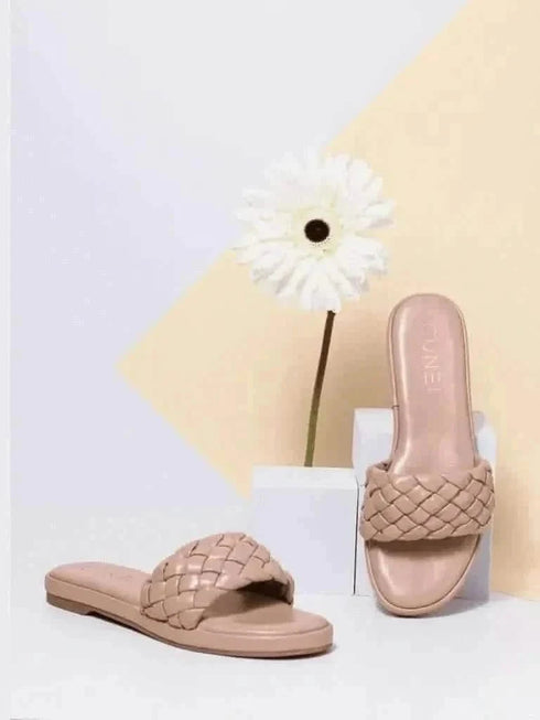 Womens Braided Peach Flats